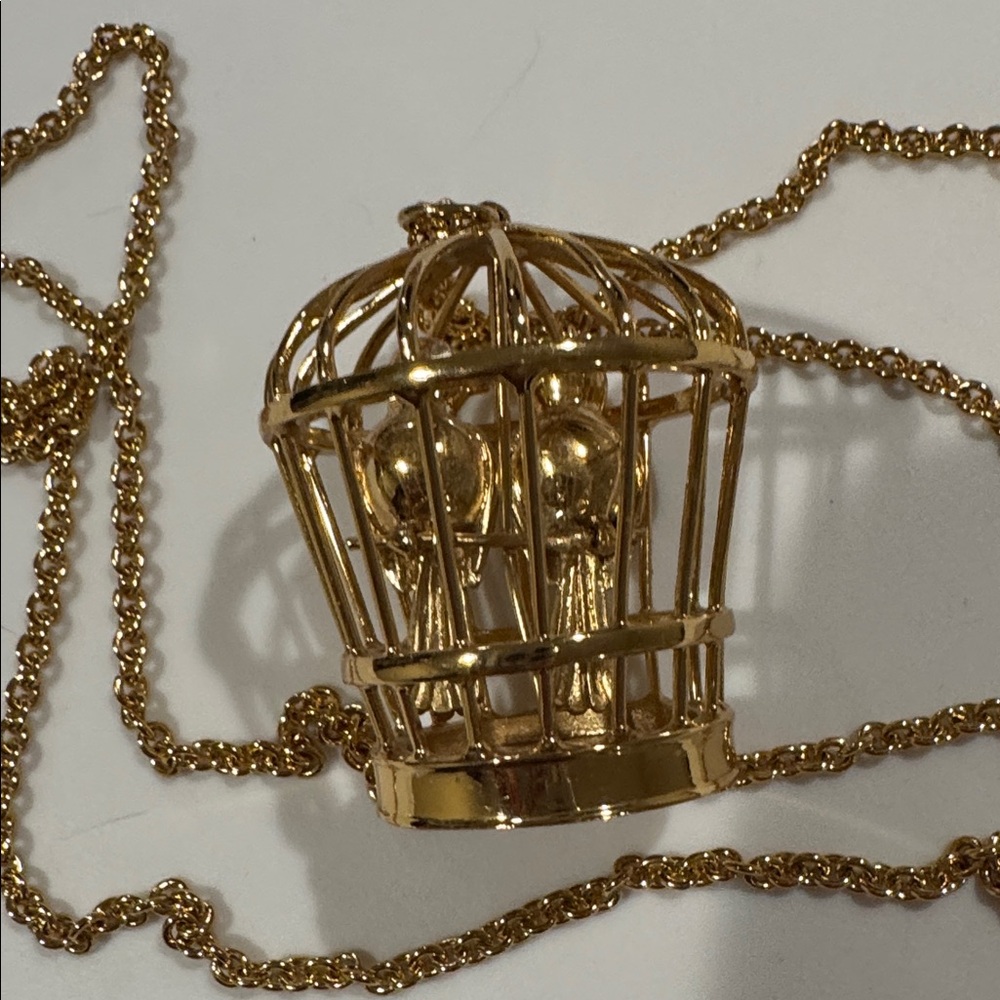 Gold Birdcage Pendant Necklace - Picture 3 of 3